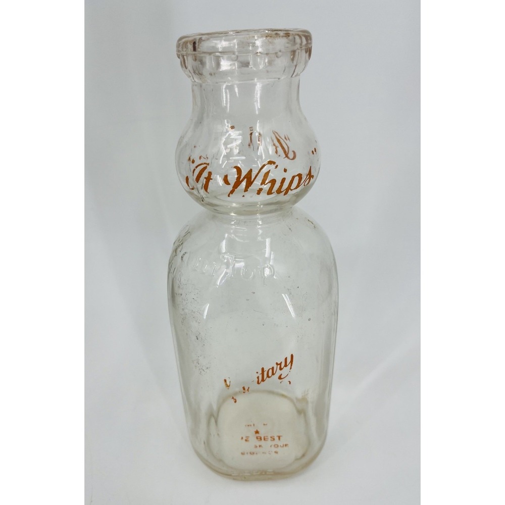 Vintage Quart Cream Top Sanitary Dairy Milk Bottle